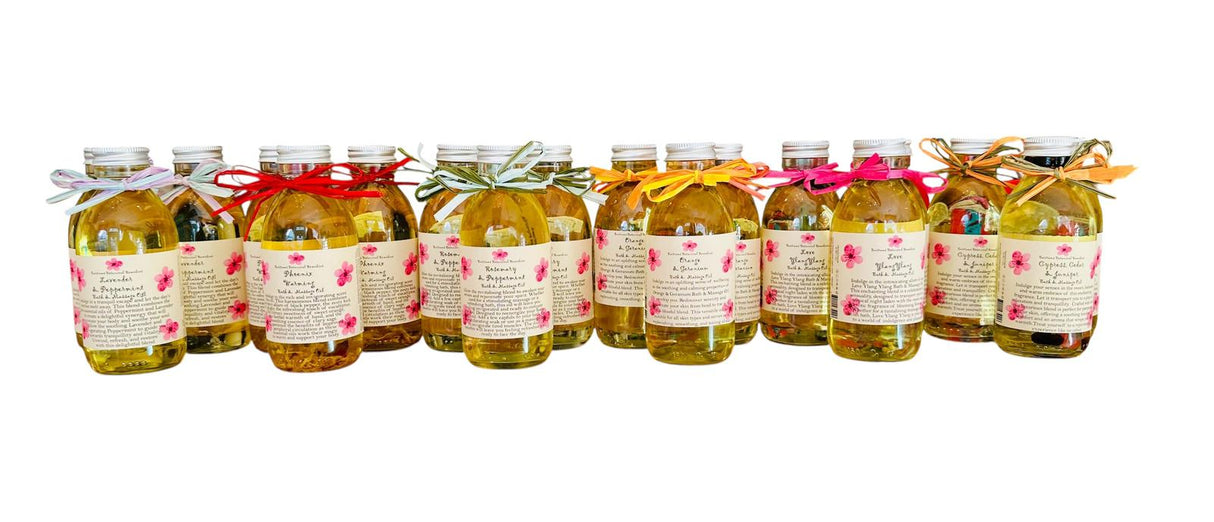 Bath & Massage Oil Display Module (18 × 150ml) - Massage, bath, or shower—one oil, endless appeal. - LoveHerbsOnTheHill.com
