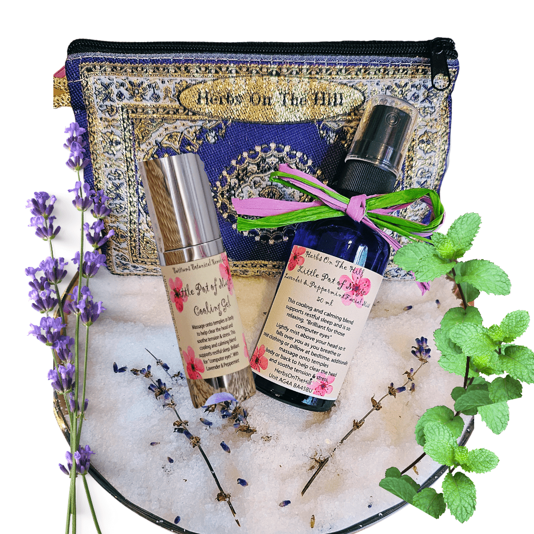 Little Pot Of Magic Cooling Gel And Mist Purse Set. Silence the Storm, breathe in tranquillity - LoveHerbsOnTheHill.com