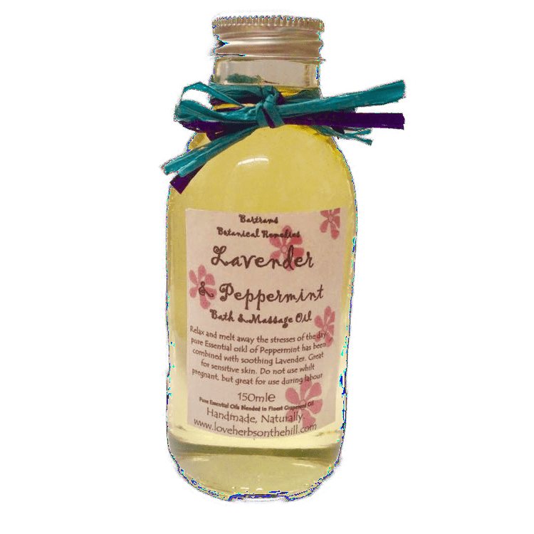 Lavender and Peppermint (LITTLE POT OF MAGIC) 150ml Bath and Massage Oil - LoveHerbsOnTheHill.com