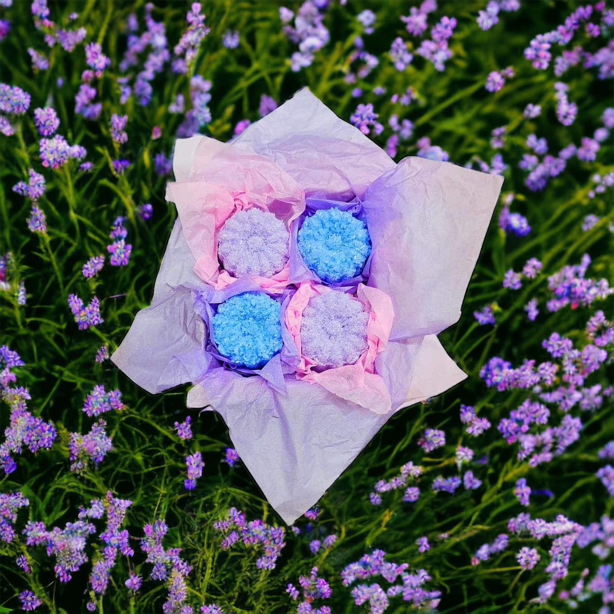 Lavender Salt Cakes Box of 4 - LoveHerbsOnTheHill.com