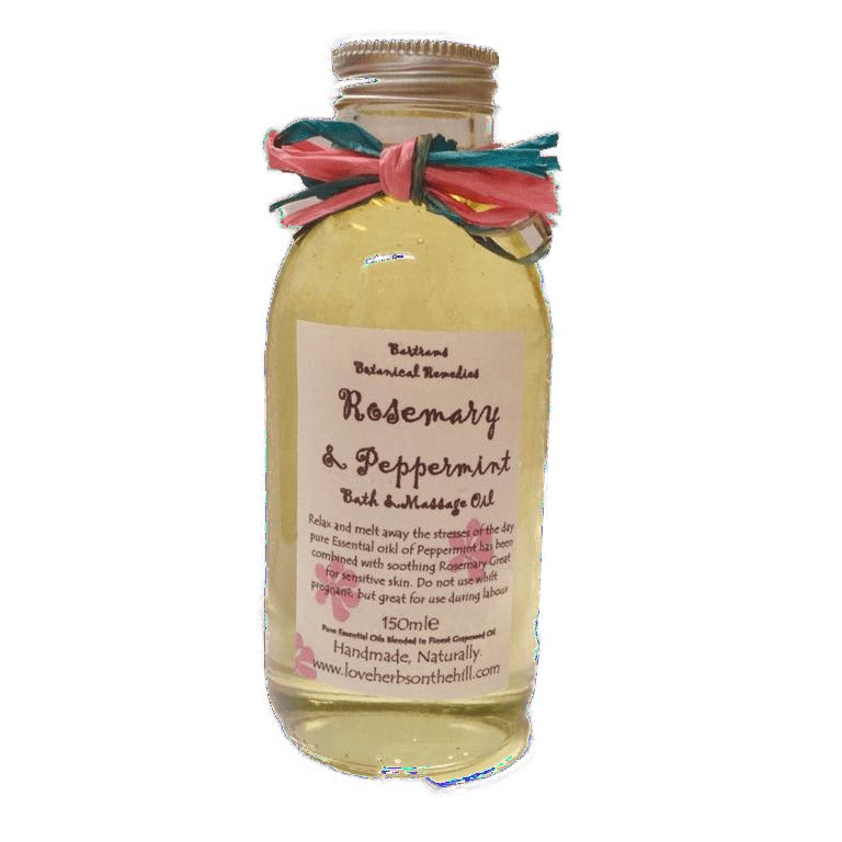Rosemary and Peppermint (TEMPLE BALM) 150ml Bath and Massage Oil - LoveHerbsOnTheHill.com
