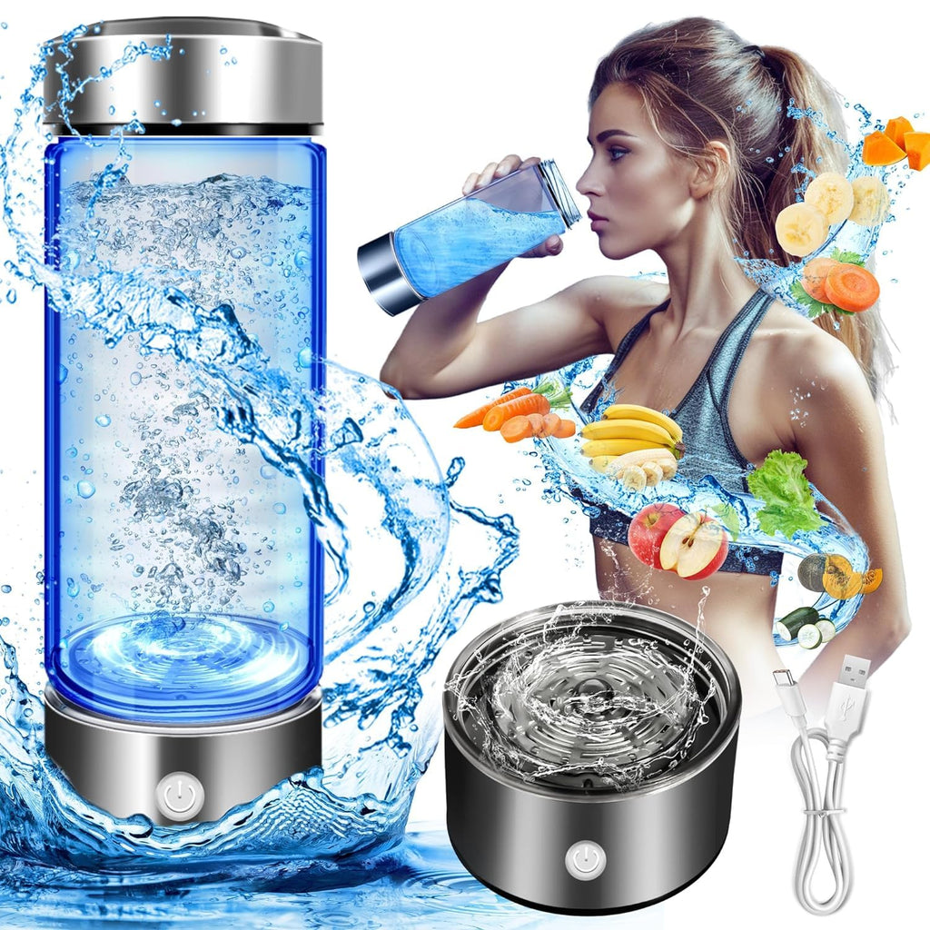 420Ml Hydrogen Water Bottle,Portable Hydrogen Water Ionizer Machine,Hydrogen Water Generator Maker,Hydrogen Rich Water Glass Health Cup for Home Travel,Up to 1600Ppb+Gift Box (Silver) - LoveHerbsOnTheHill.com