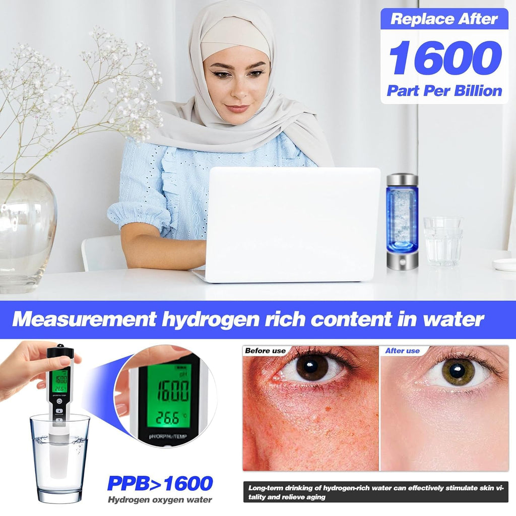 420Ml Hydrogen Water Bottle,Portable Hydrogen Water Ionizer Machine,Hydrogen Water Generator Maker,Hydrogen Rich Water Glass Health Cup for Home Travel,Up to 1600Ppb+Gift Box (Silver) - LoveHerbsOnTheHill.com