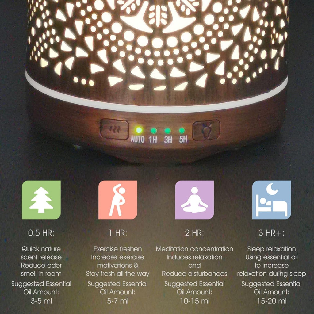 Essential Oil Diffuser Metal Diffuser 250 Ml Timers Night Lights and Auto off Function Home Office Humidifier Aromatherapy Diffusers for Essential Oils - LoveHerbsOnTheHill.com