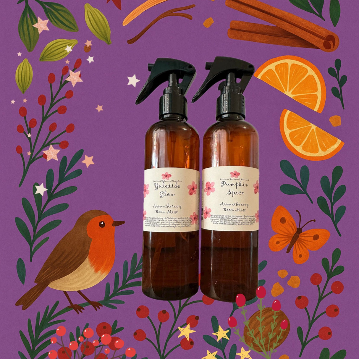 Pumpkin Spice & Yuletide Glow Spray Duo. Set of 2 Aromatherapy Room Sprays - LoveHerbsOnTheHill.com