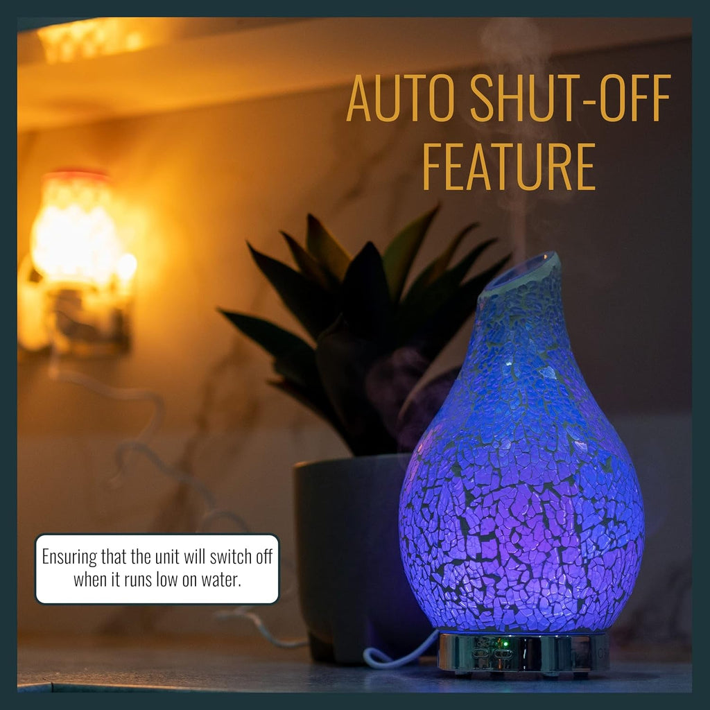 S1 Aroma Diffuser Essential Scented Oil Diffuser 120Ml Mosaic Ceramic Ultrasonic Home Fragrance, Aromatherapy in Spa, Office, Auto Shutoff LED 7 Colour Lights Humidifier (Round Pearl) - LoveHerbsOnTheHill.com