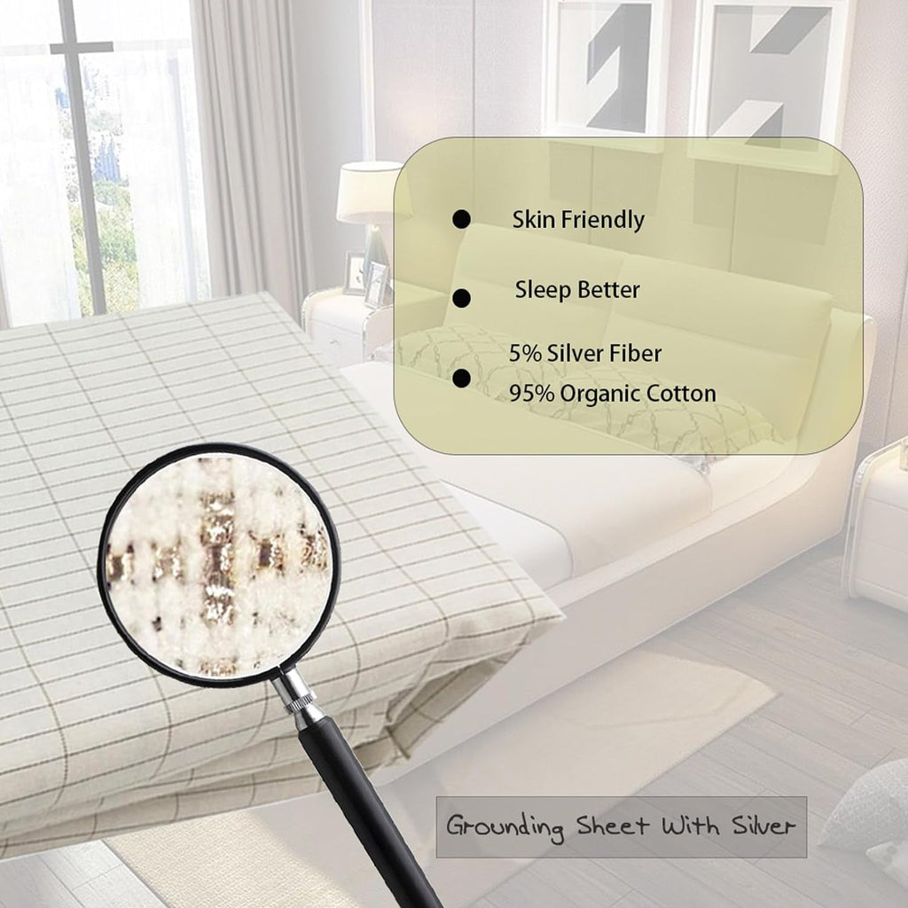 Silver Fiber Grounding Sheet Soft Breathable Earthing Bed Sheet Sleep Therapy(193X203Cm) - LoveHerbsOnTheHill.com