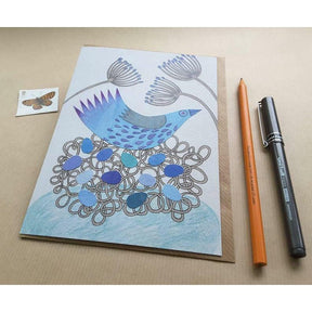 Blue Bird On A Nest Card - LoveHerbsOnTheHill.com