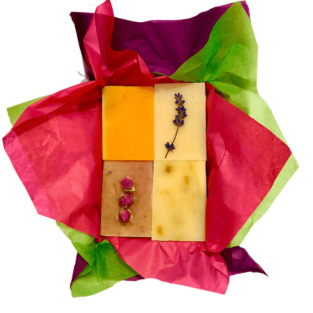 Lovely Box of 4 Soaps with lavender, rose, mint and lemonbalm - LoveHerbsOnTheHill.com