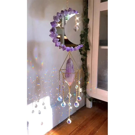 NEW Amethyst Moon Crystal Sun Prism Chandalier - LoveHerbsOnTheHill.com