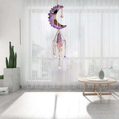 NEW Amethyst Moon Crystal Sun Prism Chandalier - LoveHerbsOnTheHill.com