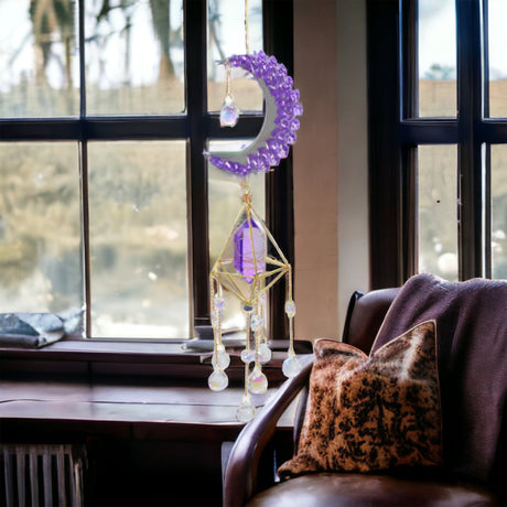 NEW Amethyst Moon Crystal Sun Prism Chandalier - LoveHerbsOnTheHill.com