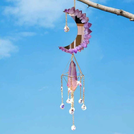 NEW Amethyst Moon Crystal Sun Prism Chandalier - LoveHerbsOnTheHill.com
