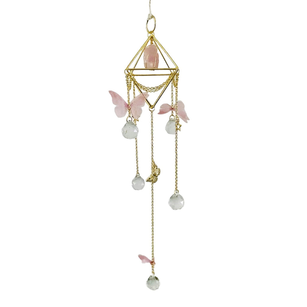 Pink Butterfly Crystal Sun Prism Chandalier - LoveHerbsOnTheHill.com