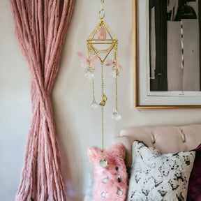 Pink Butterfly Crystal Sun Prism Chandalier - LoveHerbsOnTheHill.com