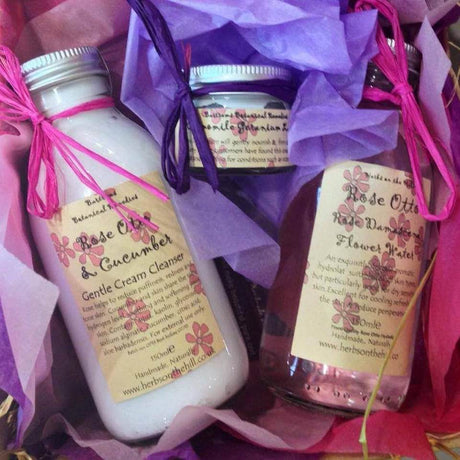 Rose Otto Cleanse & Tone Set with Chamomile Geranium Lavender Cream - LoveHerbsOnTheHill.com